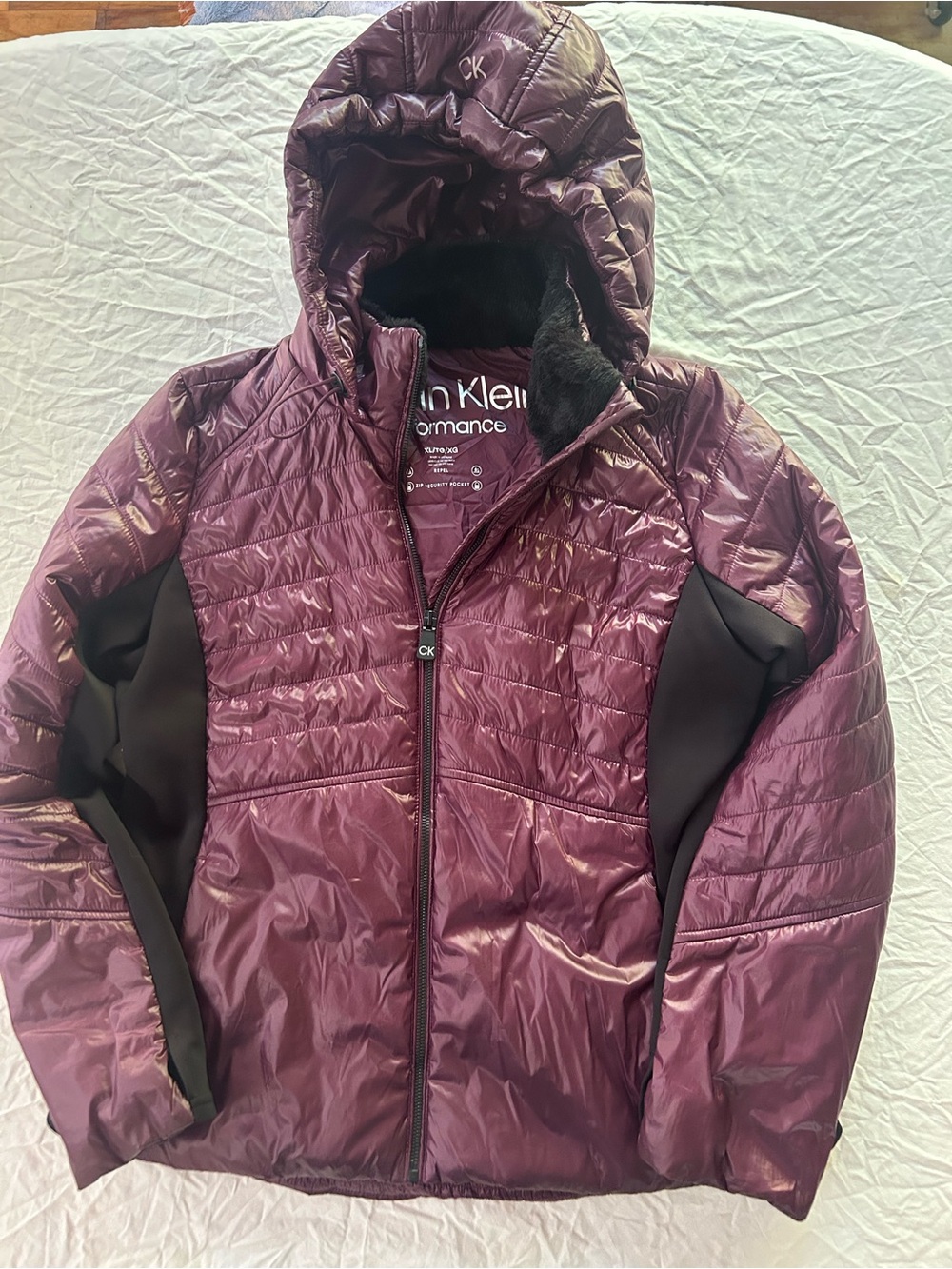 Calvin Klein Kids Burgundy Quilted Hooded Puffer Jacket